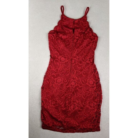 By By Women's Dress Size 1 Red Lace Sheath Cocktail Par - Picture 9 of 10